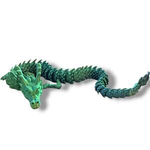 Horned Dragon 3D Printed Iridescent Green Blue NEW